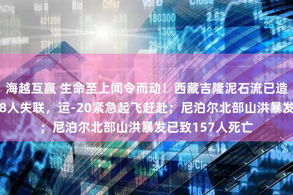 海越互赢 生命至上闻令而动！西藏吉隆泥石流已造成3人遇难、558人失联，运-20紧急起飞赶赴；尼泊尔北部山洪暴发已致157人死亡